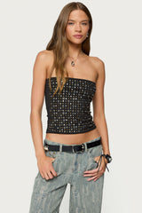 Blanco Studded Grommet Tube Top