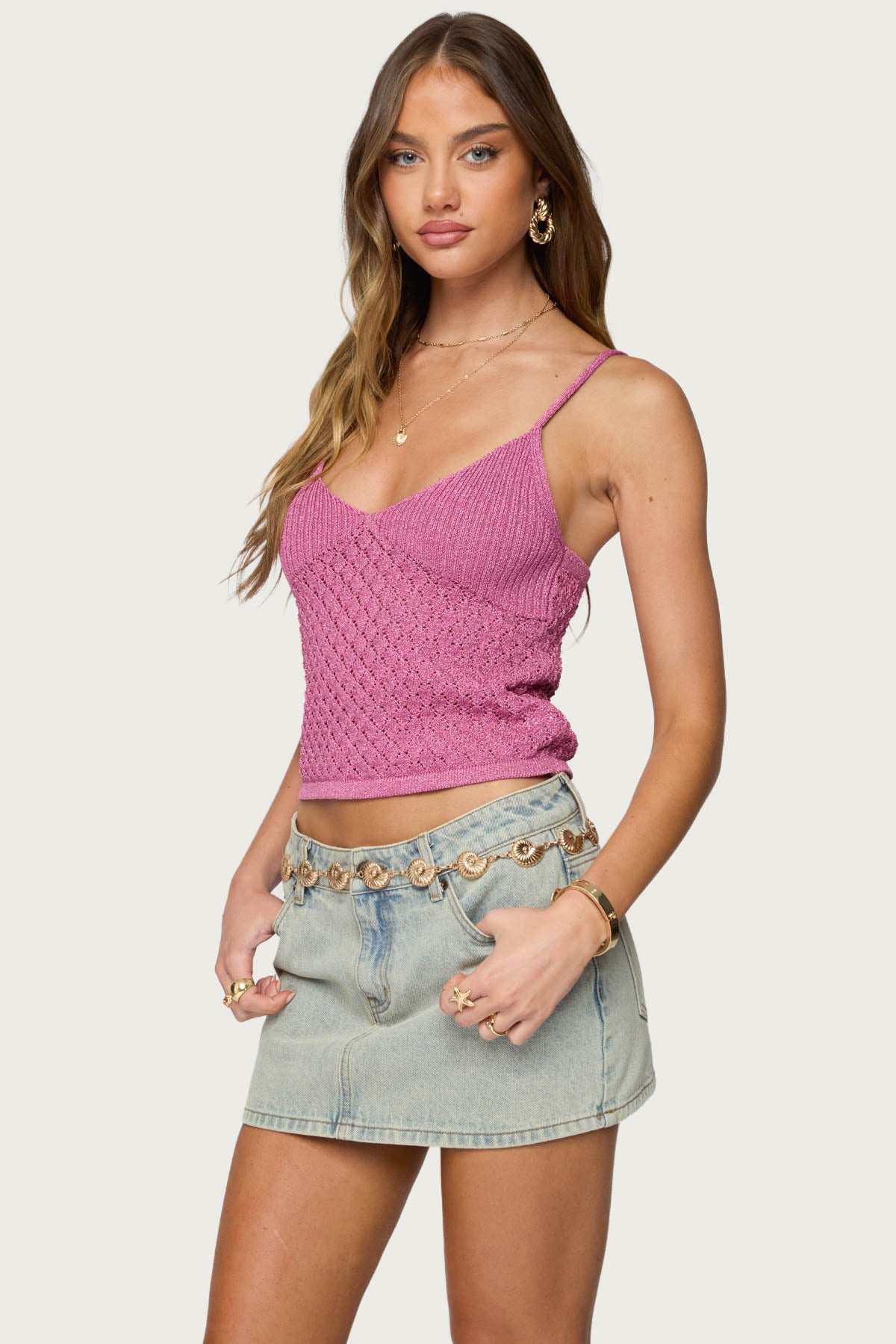 Frankey Sparkly Textured Knit Tank Top