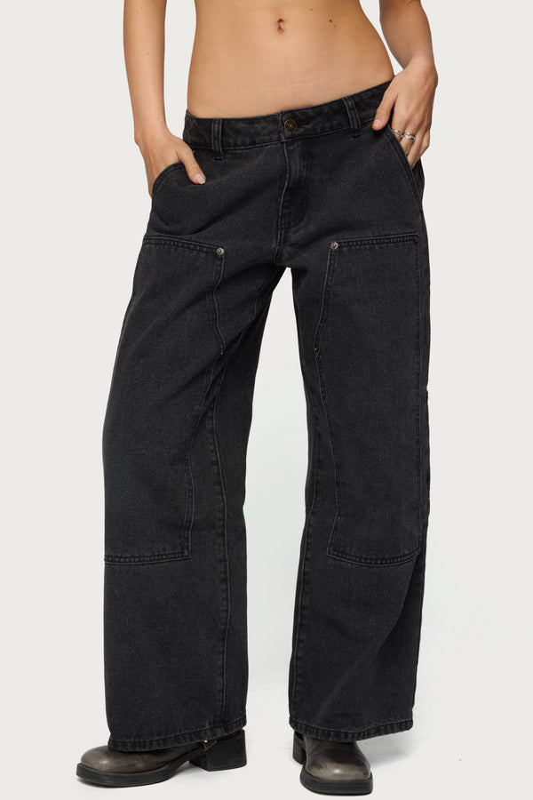 Petite Ayla Low Rise Baggy Carpenter Jeans view 2