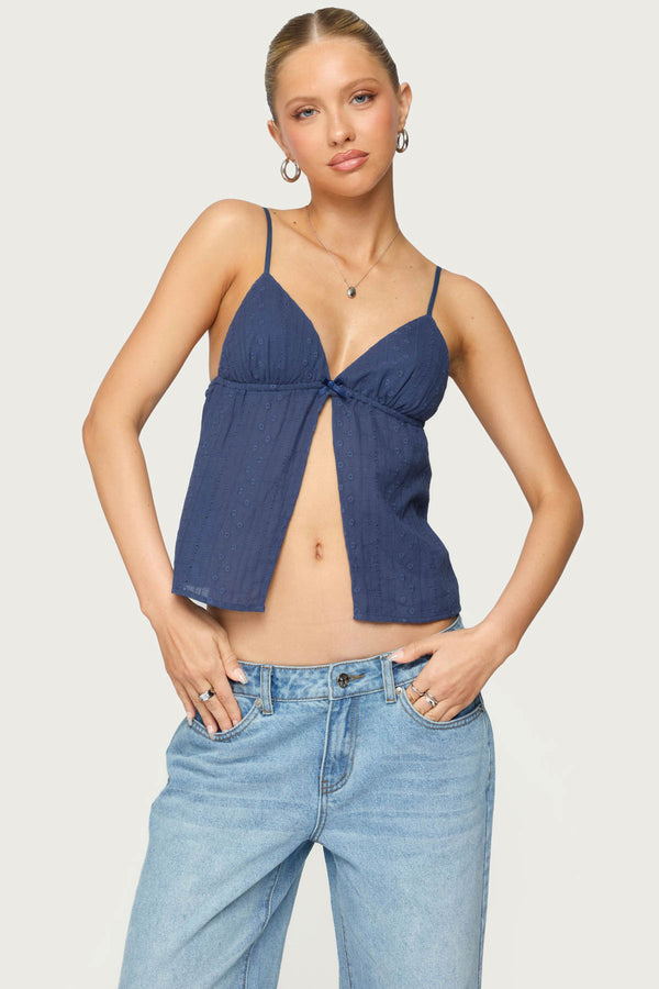 Otis Eyelet Split Front Tank Top view 1