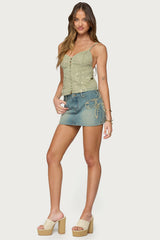Embroidered Button Up Tank Top
