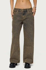 Petite Zahra Mud Wash Low Rise Baggy Jeans