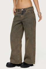 Petite Zahra Mud Wash Low Rise Baggy Jeans