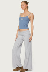 Petite Wide Leg Foldover Pants
