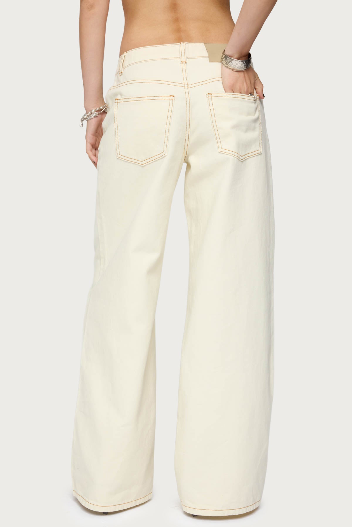 Contrast Stitch Low Rise Baggy Jeans