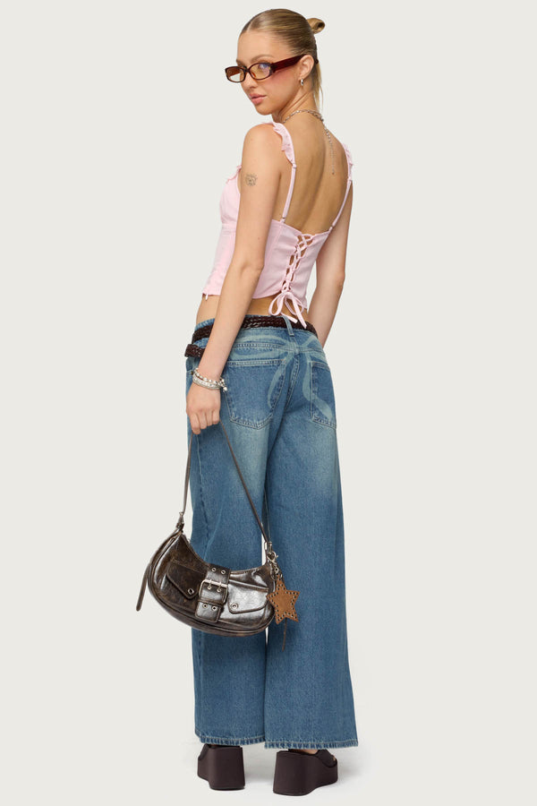 Petite Vyxen Vintage Washed Low Rise Baggy Jeans view 2
