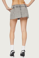 Vintage Washed Denim Mini Skort