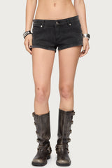 Syra Zipper Low Rise Denim Shorts