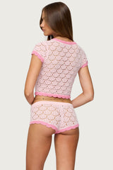 Elisa Open Knit Button Up Top