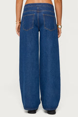 Edie Belt Detail Low Rise Baggy Jeans