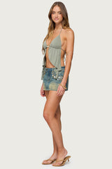 Safi Backless Split Front Halter Top