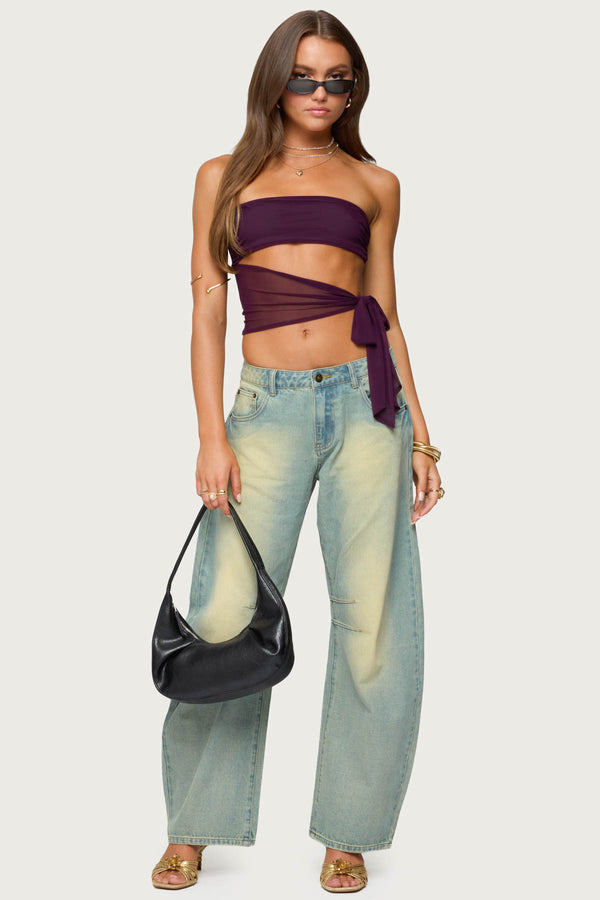 Amaro Strapless Side Tie Cut Out Top view 2