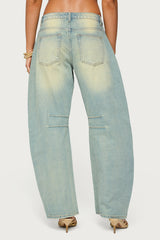 Cayden Washed Low Rise Barrel Jeans