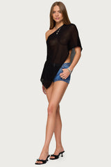 Azalia Asymmetric Knit Poncho