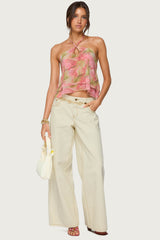 Dragon Lily Layered Chiffon Halter top