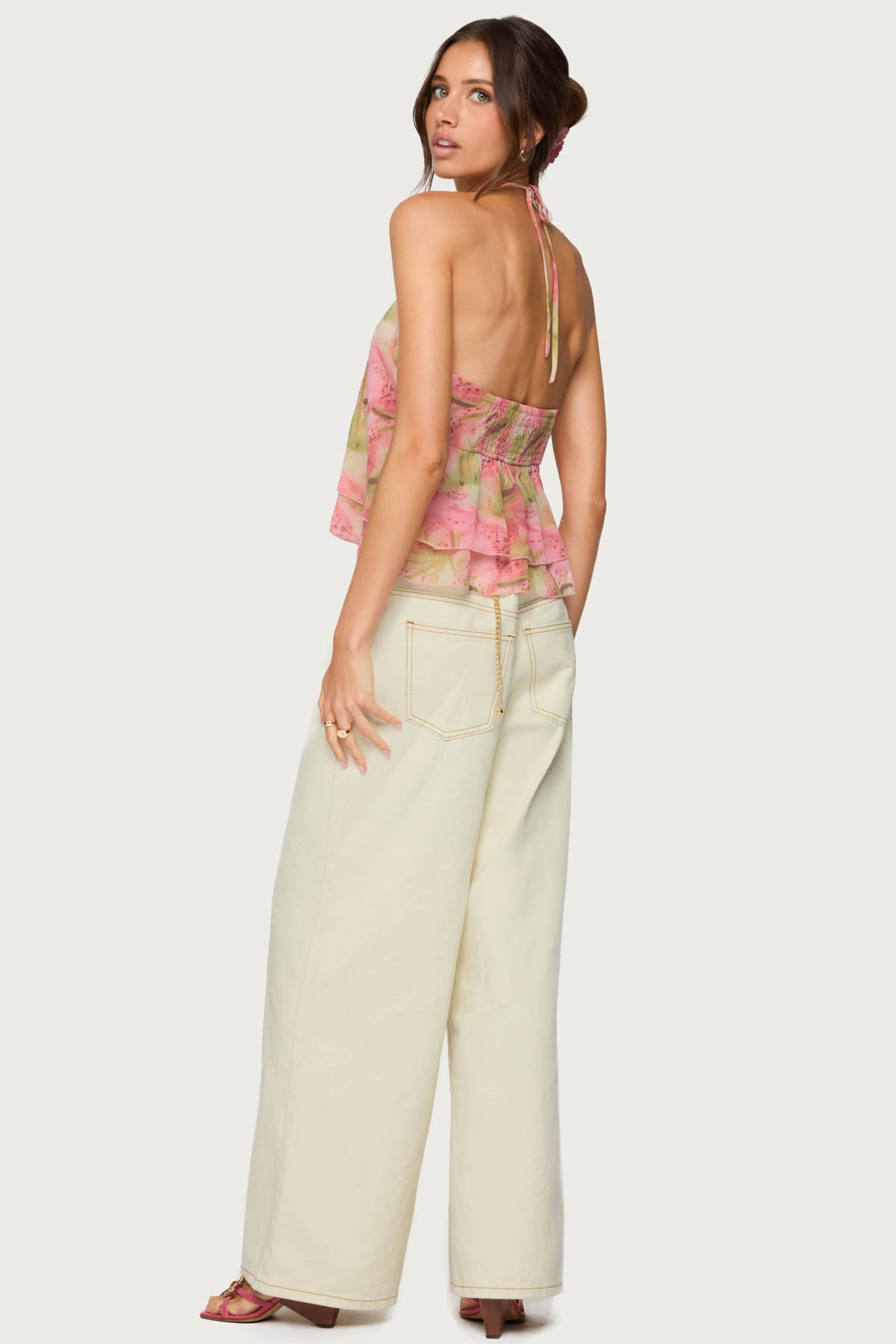 Dragon Lily Layered Chiffon Halter top