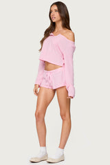 Teddy Cropped Waffle Top