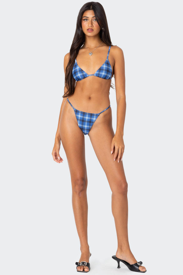 Preppy Plaid String Bikini Bottom view 2