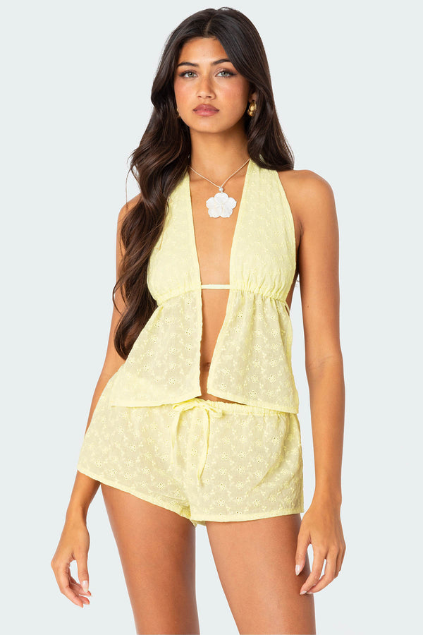 Cayenne Eyelet Split Front Top view 1