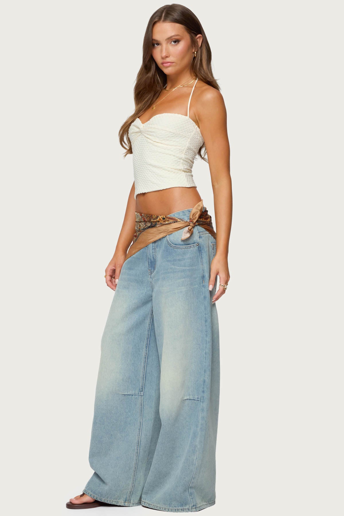 Zoee Twisted Textured Halter Top
