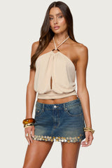 Khalia Backless Cut Out Halter Top