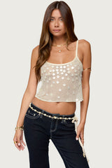Onya Iridescent Sheer Knit Top