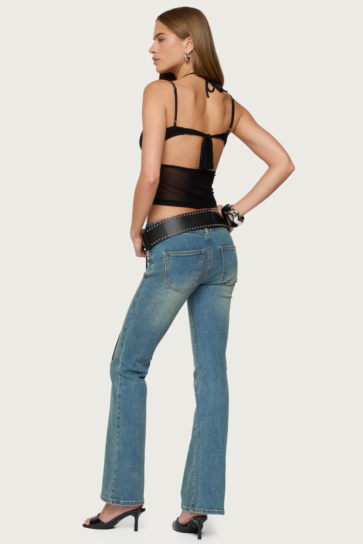 Strappy Sheer Mesh Cupped Top