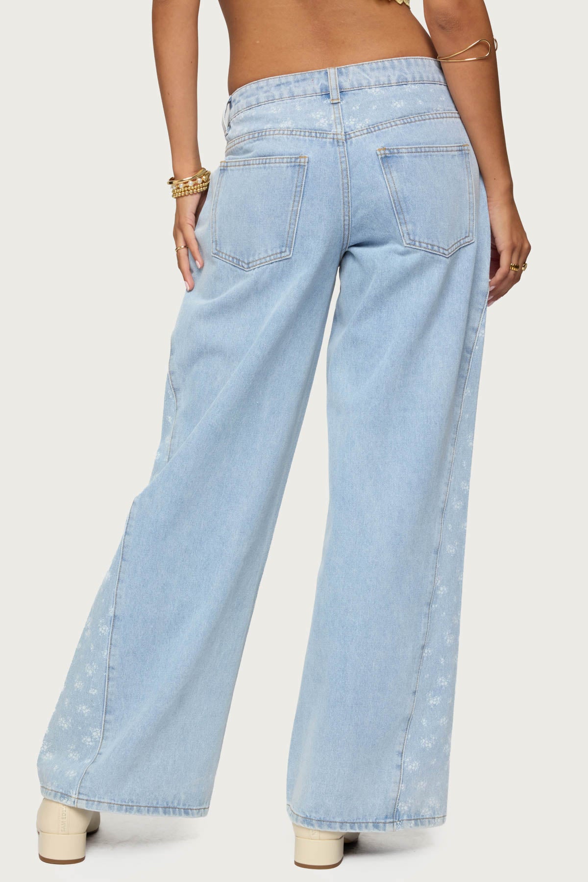 Floral Split Low Rise Baggy Jeans