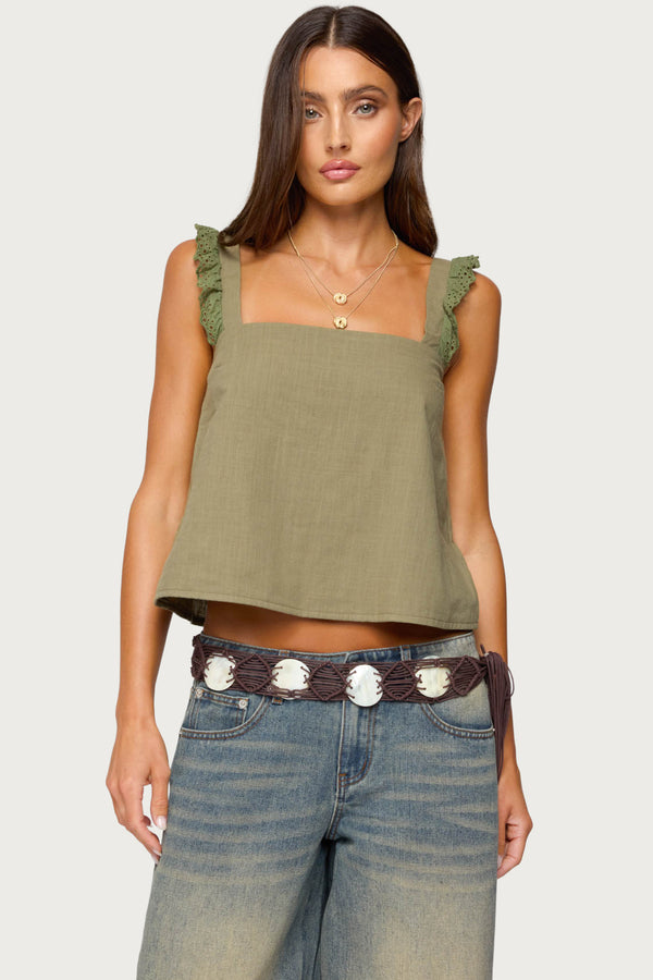Viviana Linen Look Top view 1