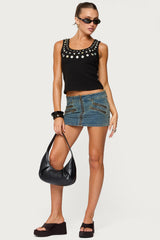 Ronan Zip Up Denim Mini Skort