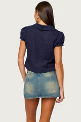 Lanie Eyelet Tailored Button Up Shirt