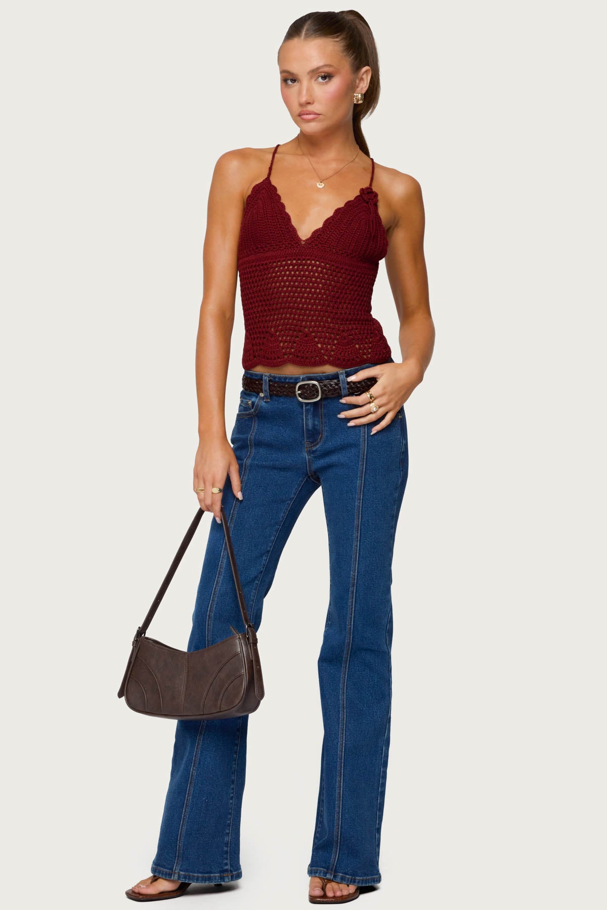 Starrie Panel Stitch Low Rise Bootcut Jeans