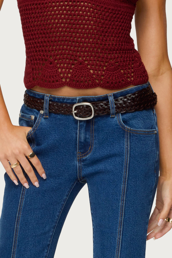 Woven Faux Leather Belt view 1