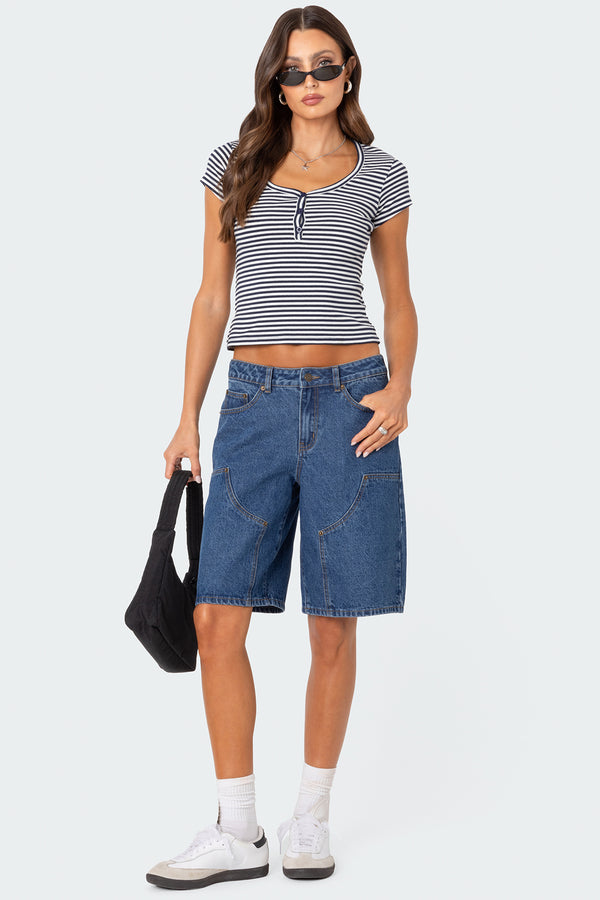 Kady Striped Henley T Shirt view 2