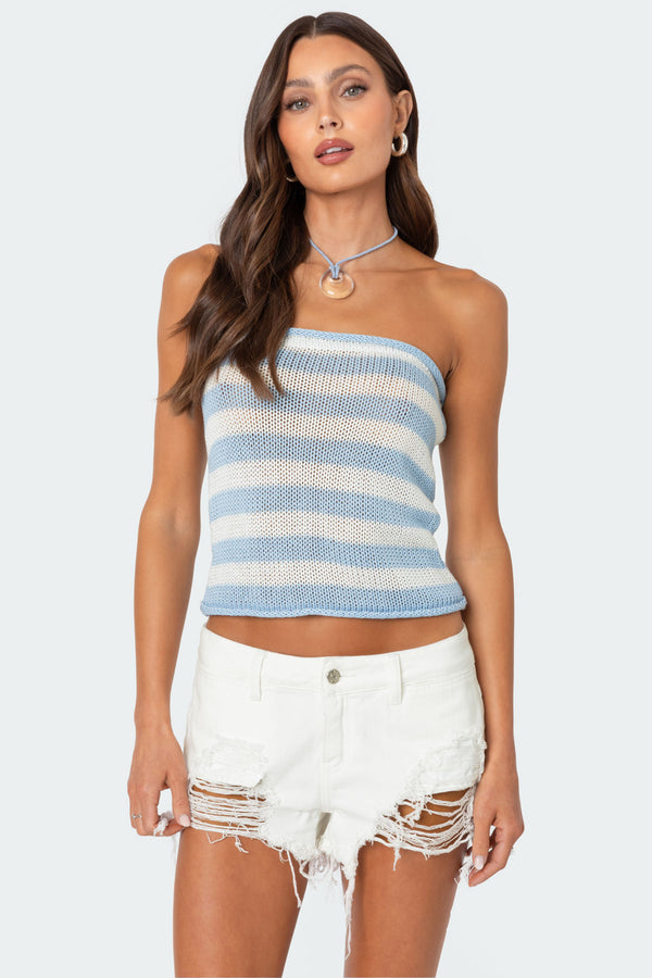 Nox Striped Knit Tube Top view 1