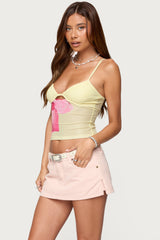 Alanah Flower Cut Out Mesh Top