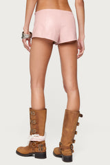 Elisha Lace Up Faux Leather Shorts