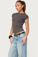 Oliana Ribbed Boat Neck T Shirt