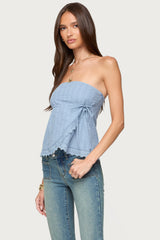 Narnie Striped Strapless Wrap Top