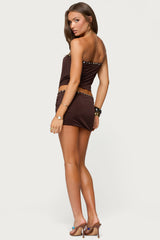 Giana Iridescent Strapless Cowl Neck Top