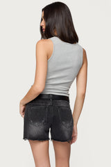 Oriana Contrast Lacey V Neck Top