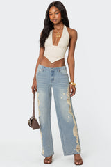Open Back Triangle Halter Top