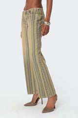 Eternity Pinstripe Low Rise Flared Jeans