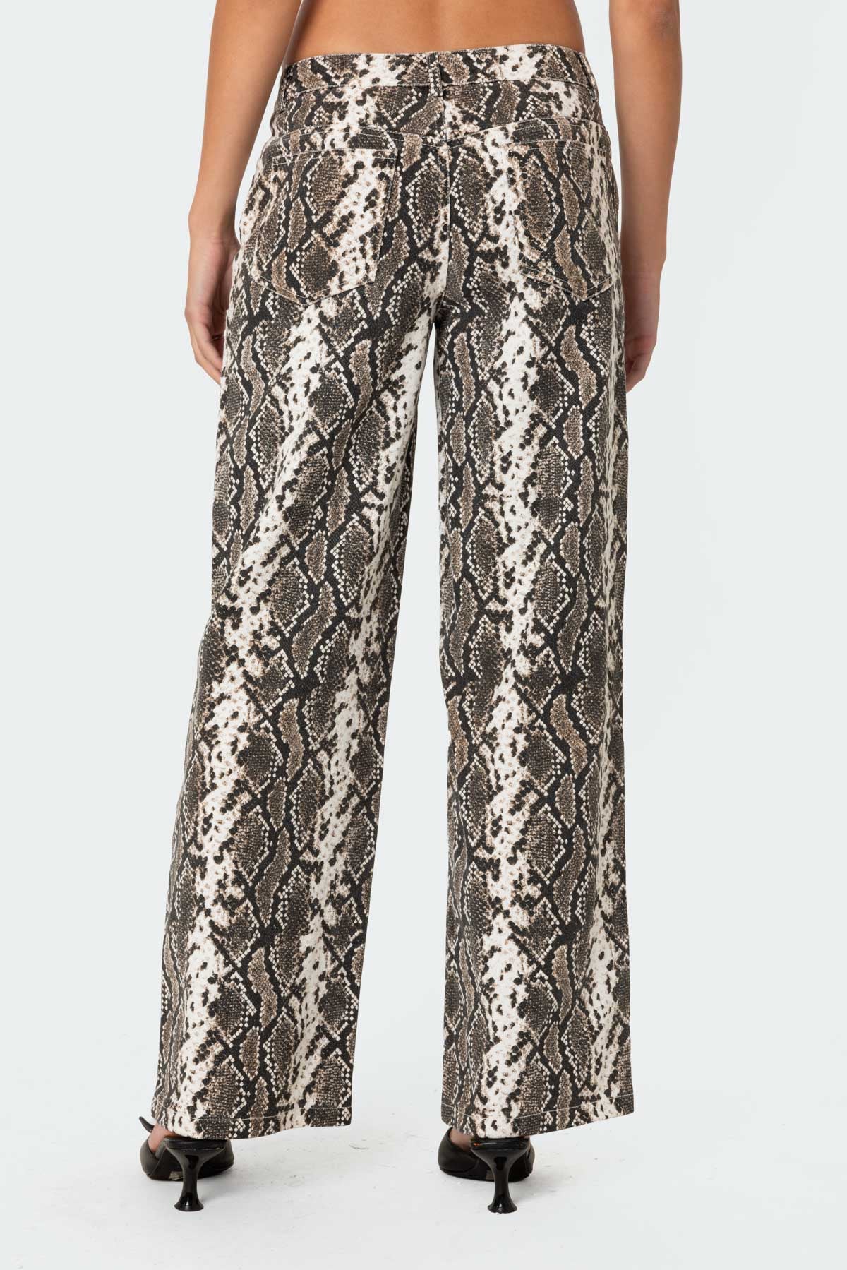 Snakescale Printed Low Rise Baggy Jeans