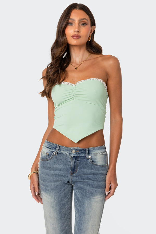 Cinched Strapless Triangle Top view 1