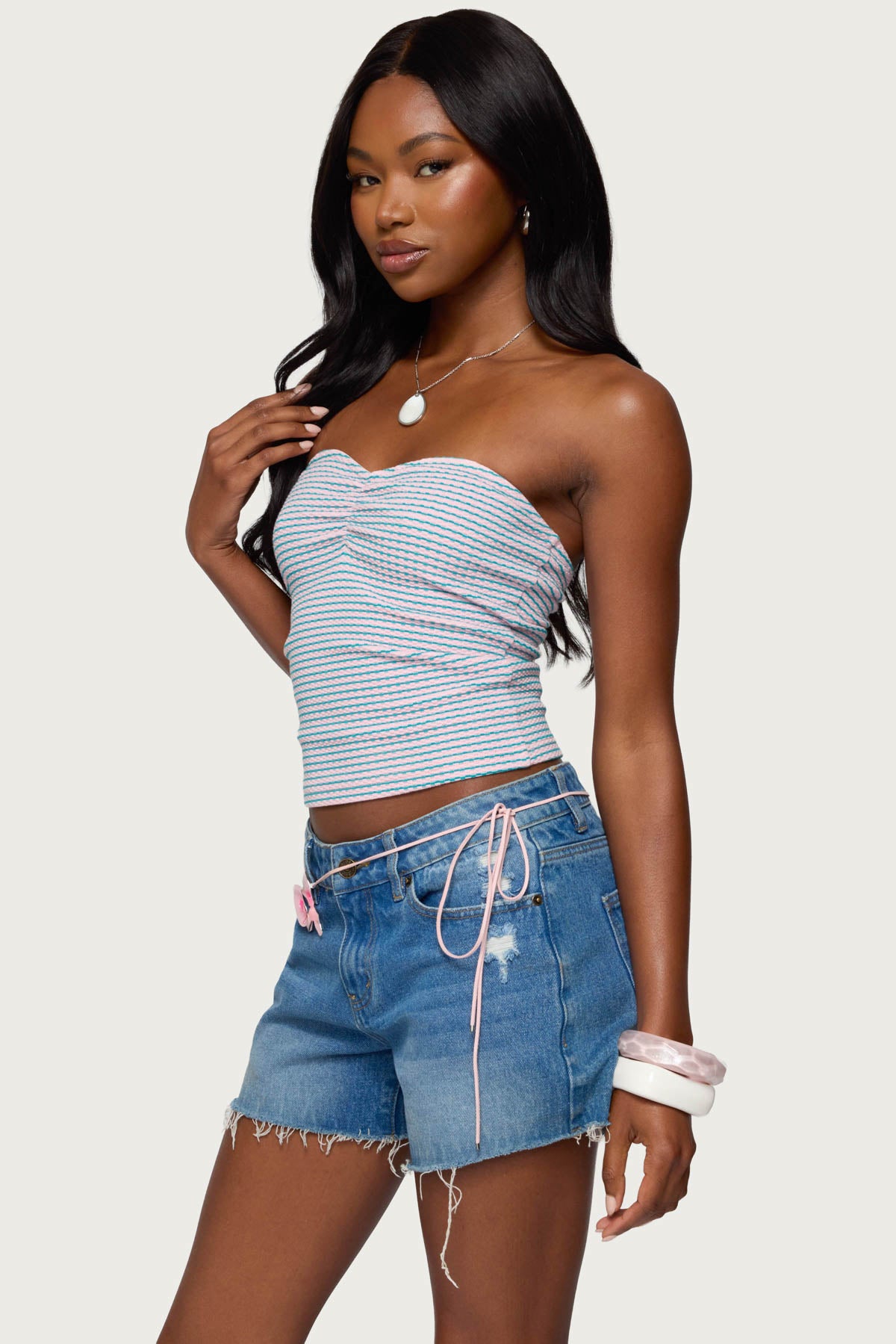 Veranda Textured Striped Tube Top