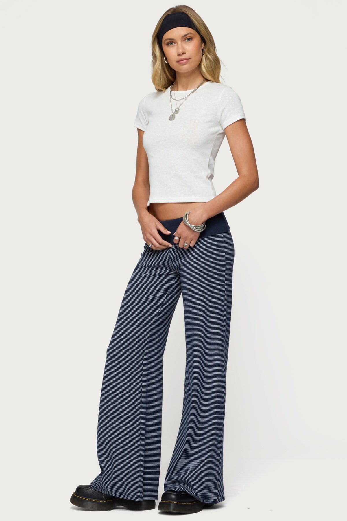 Amarna Striped Fold Over Pants