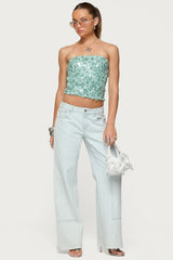 Brynn Sequin Strapless Top