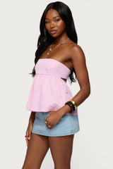 Maddie Strapless Striped Babydoll Top