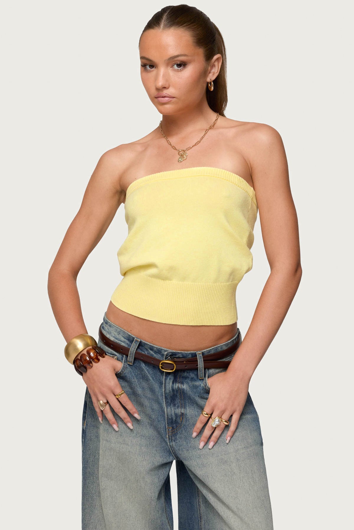 Philipa Strapless Knit Top